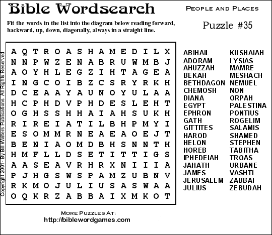 Free Bible Wordsearch Puzzle No.35