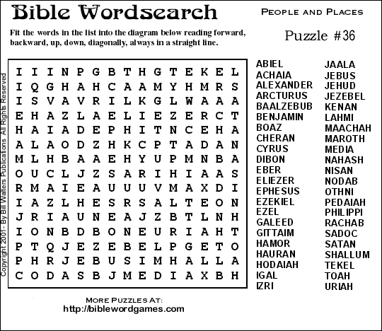 Free Bible Wordsearch Puzzle No.36